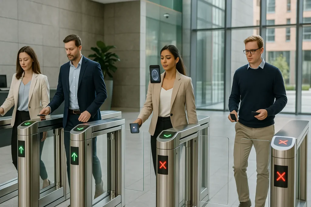 Netherlands speed gate turnstile building lobby