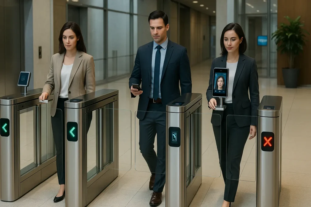 Voetgangerspoort van kantoorgebouw