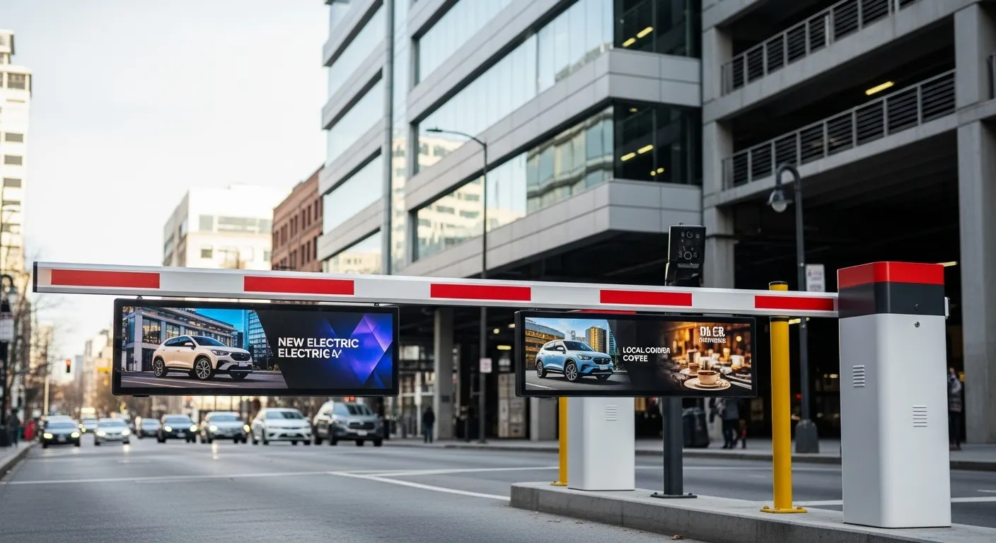 Barrera de aparcamiento publicitaria