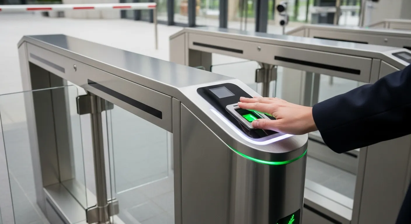 biometric pedestrian access gate with fingerprint scanner