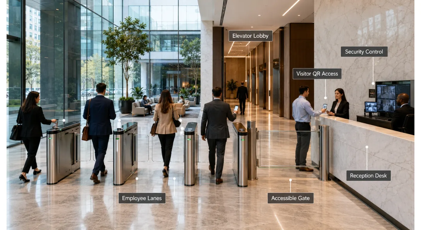 Flap Barrier Turnstile Gates Manufacturer for Office Building